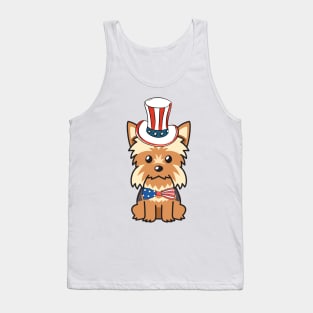 Funny yorkshire terrier dog is wearing uncle sam hat Tank Top